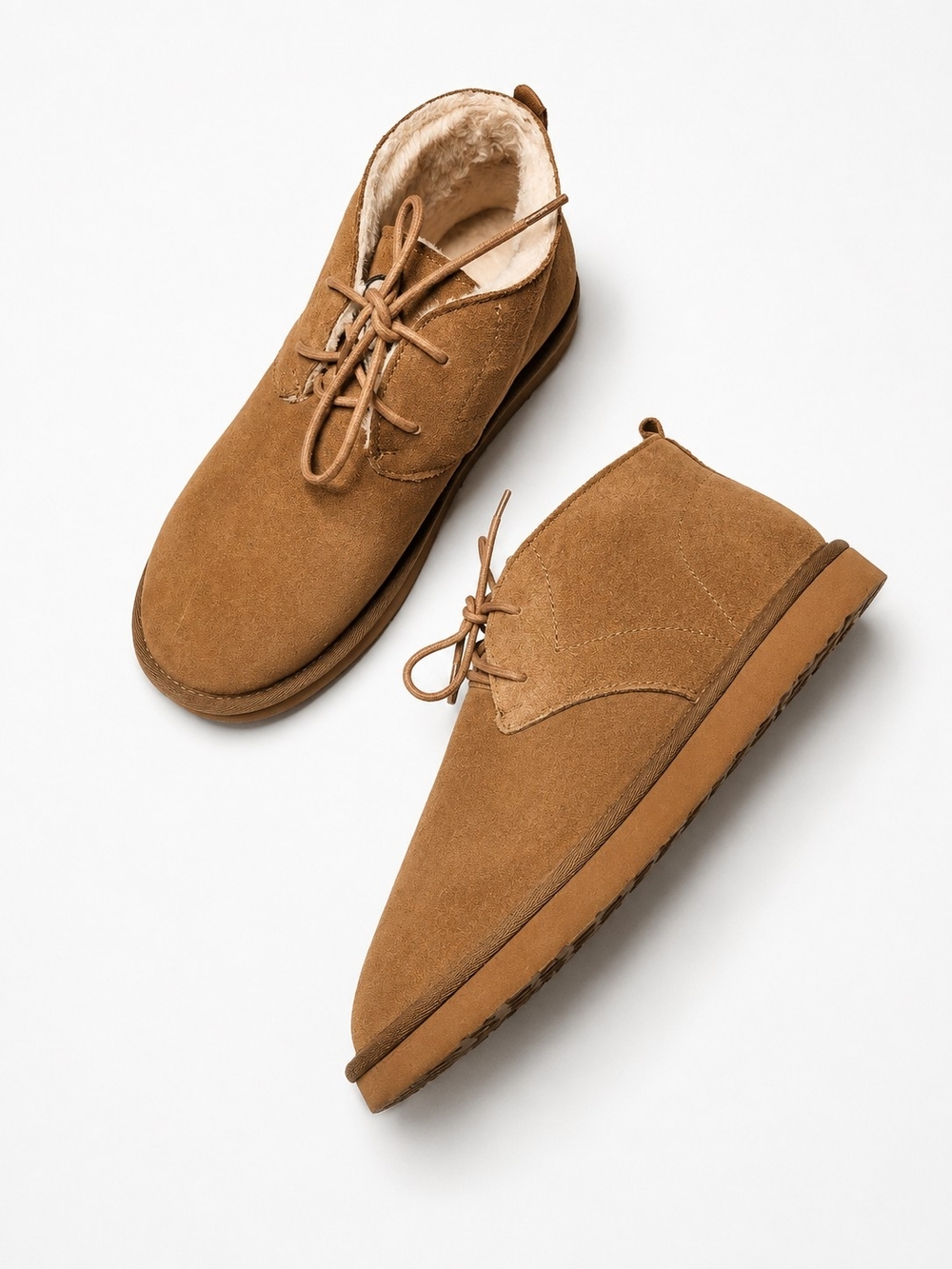 BearPaw Suede Shearling Lined Boot - Chestnut Brown
